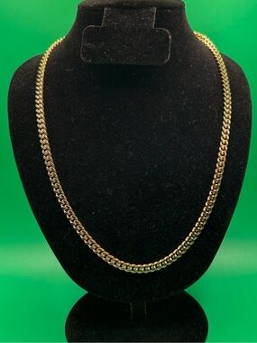 5mm Gold Curb Cuban Link Chain Necklace 20 Inch Unisex Waterproof New